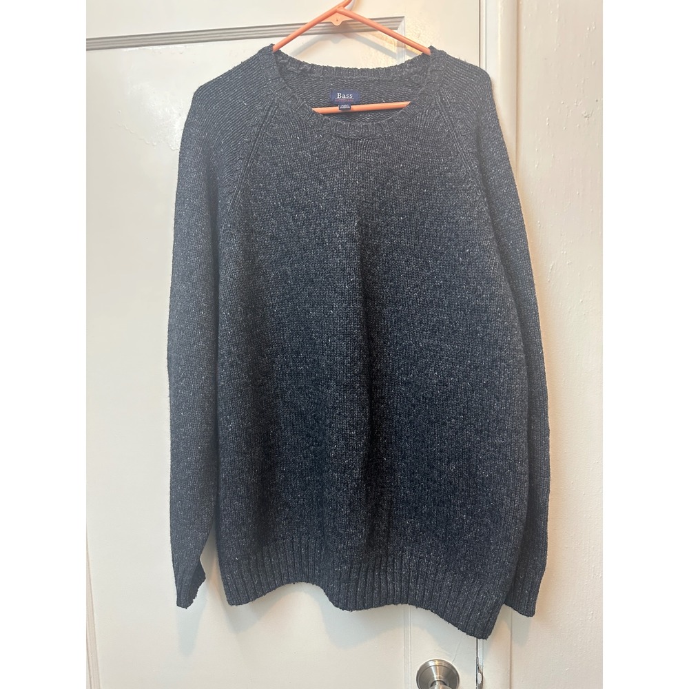 GH Bass Crewneck Sweater Mens XXL Gray Wool Blend Marl Knit Pullover RN36543
